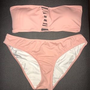 PINK VS light pink bandeau bathing suit size S!